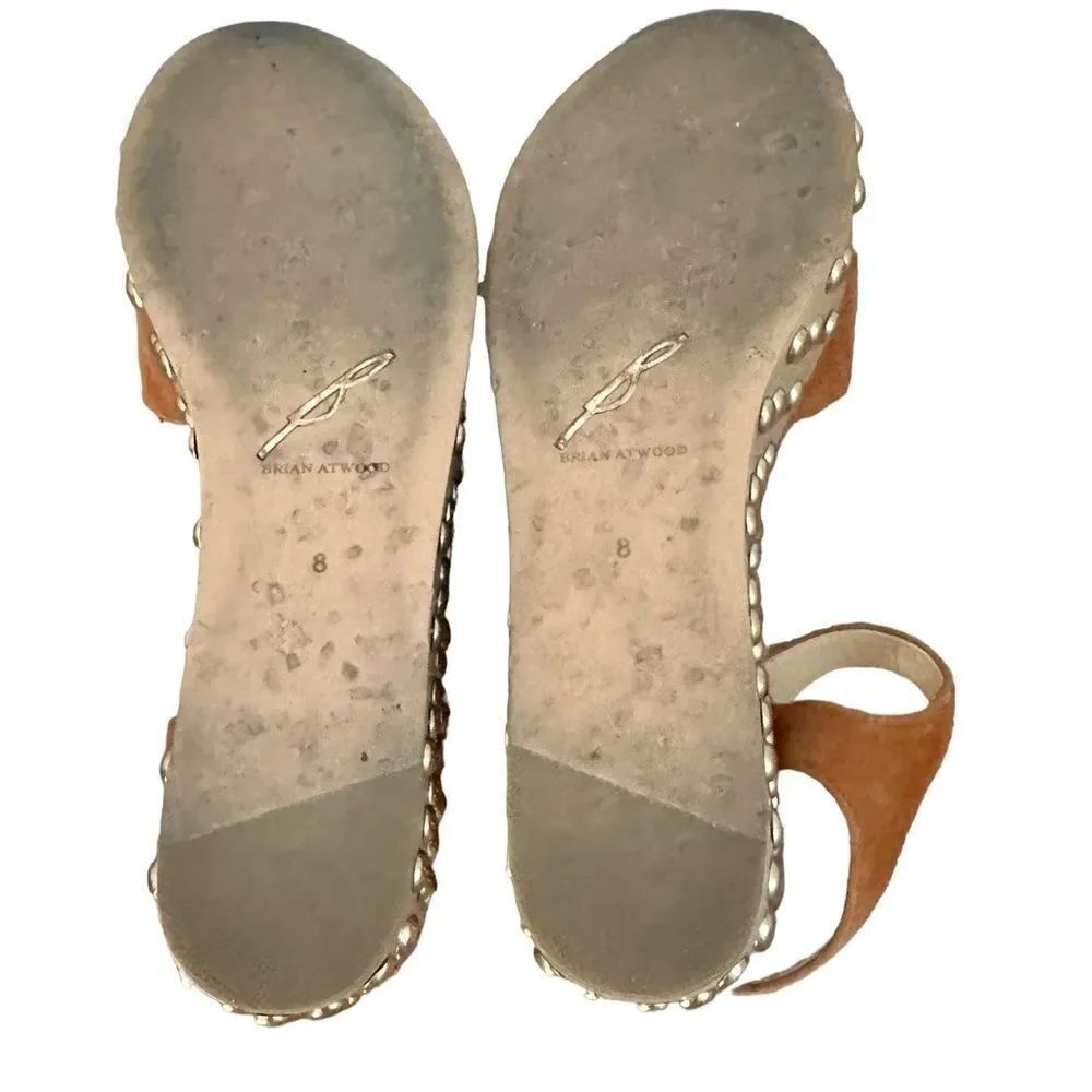 B Brian Atwood Franki Studded Tan Suede Boho Platform Sandals - Picture 10 of 10